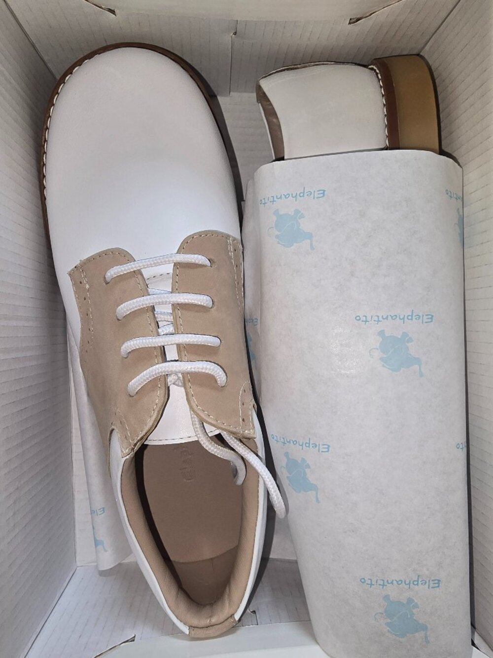 Elephantito White/Ivory Golfers Shoes | Big Kid Dress Shoes | Dapper Formal Look